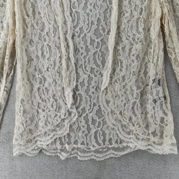 GORGEOUS Lace Cardigan Top Size 12 Ivory Top Boxy Layering Blouse Ruffle Sleeve - Picture 4 of 15